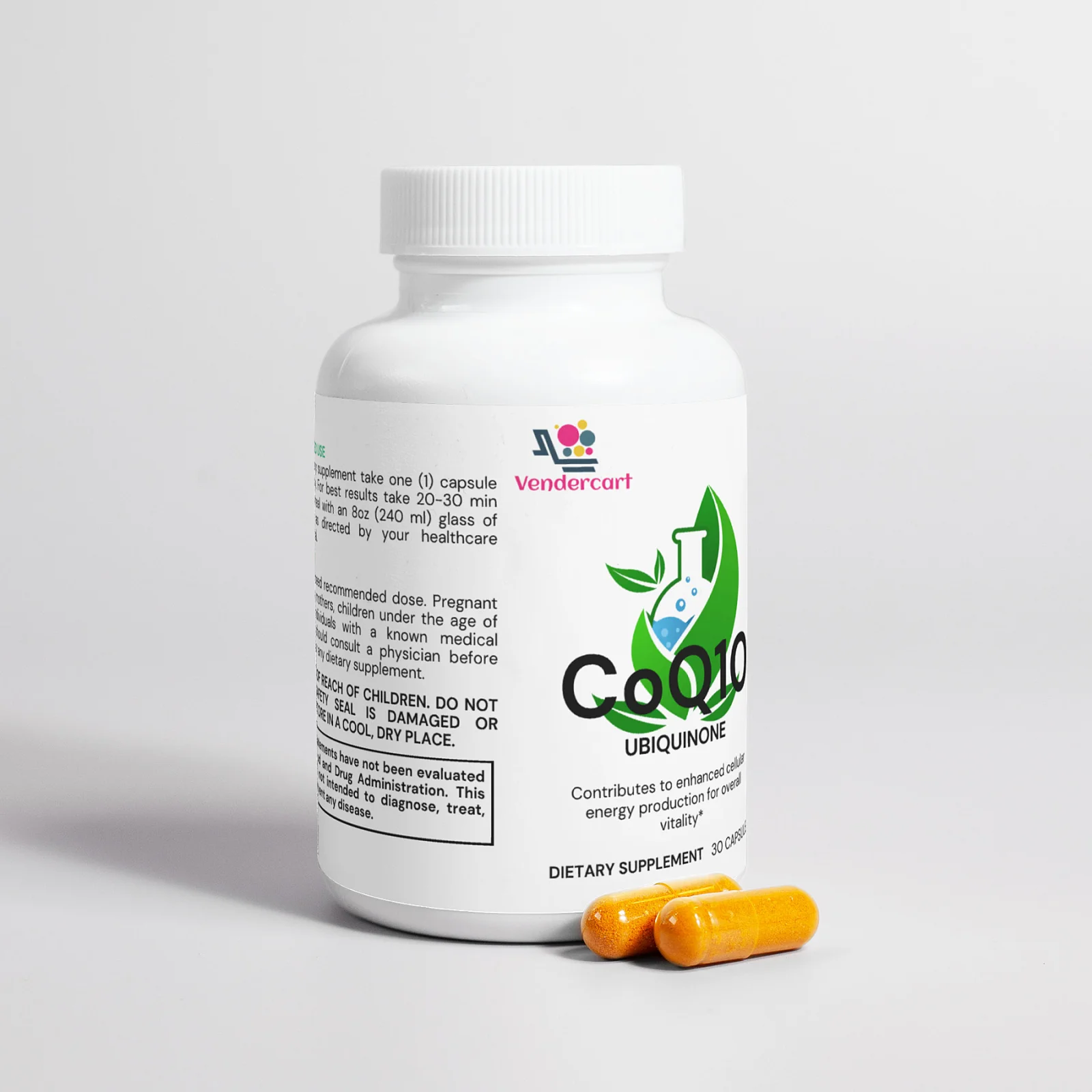 CoQ10 Ubiquinone Supplements 30 Capsules Natural Energy Cellular Health Formula