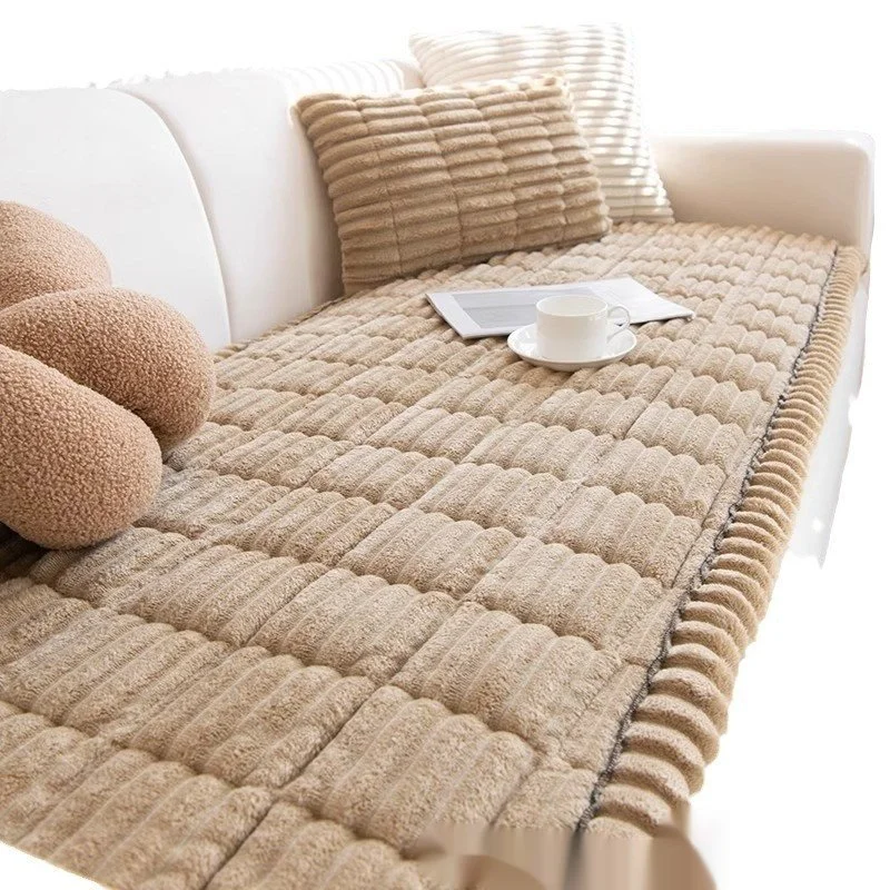 Corduroy Sofa Cushion Plush Cushion Simple Modern Non-slip Leather Sofa Cover
