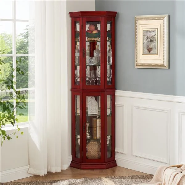 Corner Rare Cabinet with Lamp Corner Display