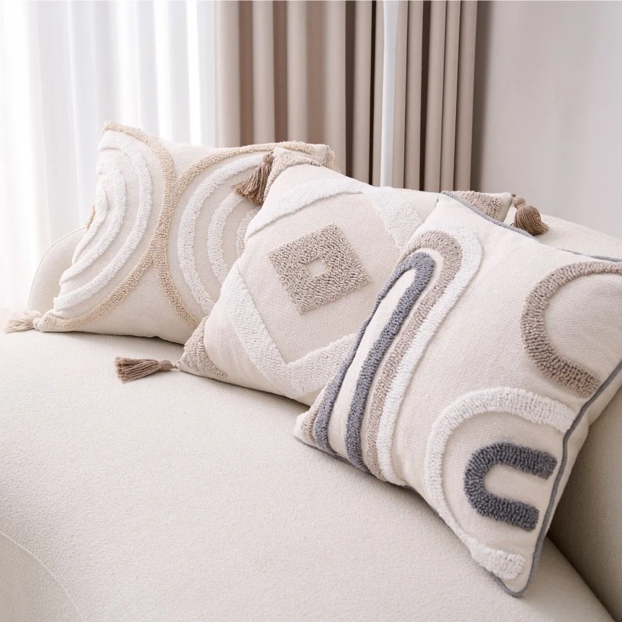 Cotton and Linen Bohemian Ins Style Pillow Sofa Living Room and Bedside Backrest Bay Window Tassel Cushion Cover
