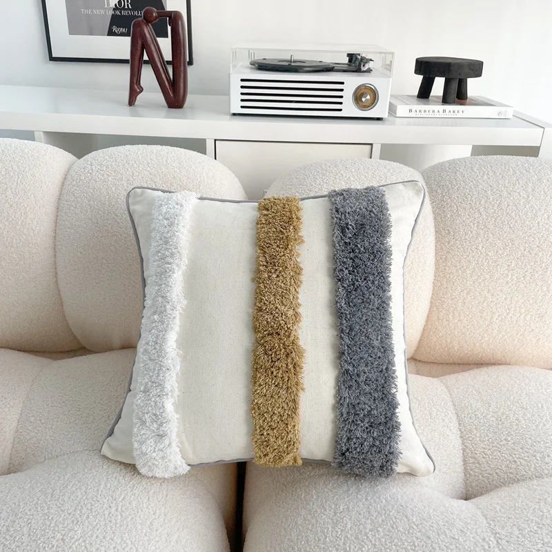 Cotton and Linen Bohemian Ins Style Pillow Sofa Living Room and Bedside Backrest Bay Window Tassel Cushion Cover