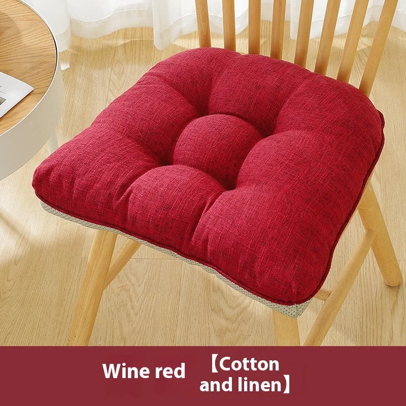 Cotton and Linen Chair Cushion Thickened Non-slip Corduroy Pearl