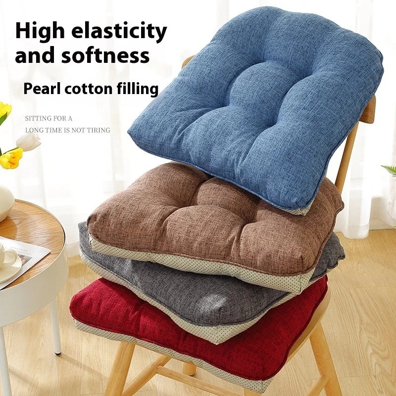 Cotton and Linen Chair Cushion Thickened Non-slip Corduroy Pearl