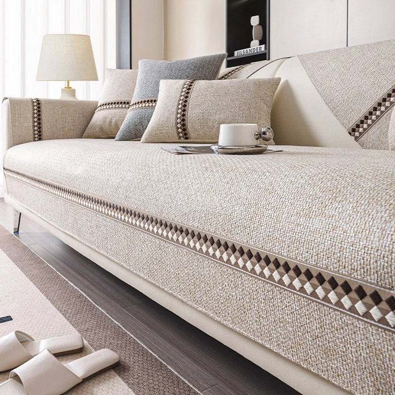 Cotton and Linen Sofa Cushion Four Seasons Universal Non-slip Sofa Cover Light Luxury