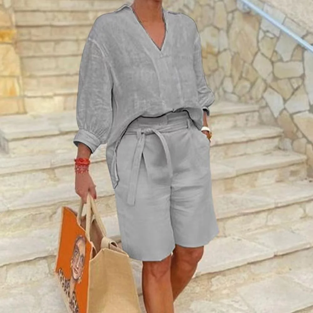 Cotton and Linen Women's Clothing Fashion Casual Set