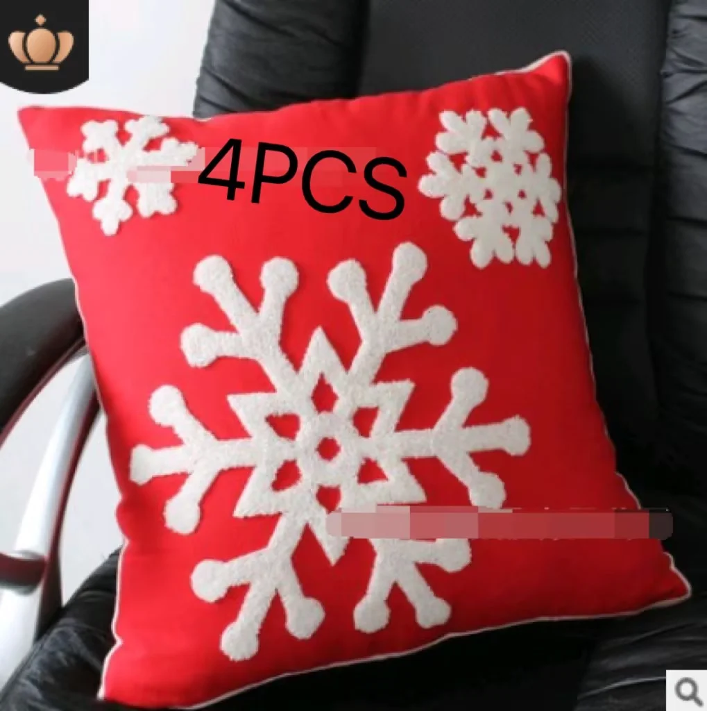 Cotton Embroidered Flower Snowflake Christmas Series Pillow Cushion Cover