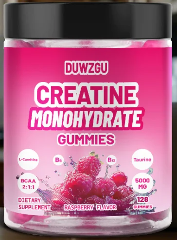 Creatine Jelly Tablets - Raspberry, Blueberry, Strawberry Chewable Supplements with B12, Taurine & Creatine Monohydrate for Energy & Muscle Support