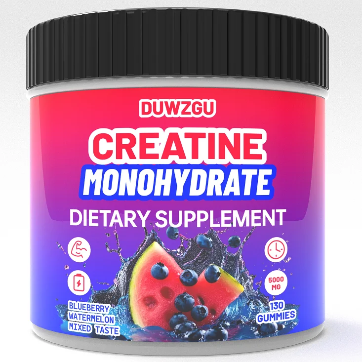 Creatine Energy Soft Candy with B6 B12 for Workout Recovery, Blue Raspberry