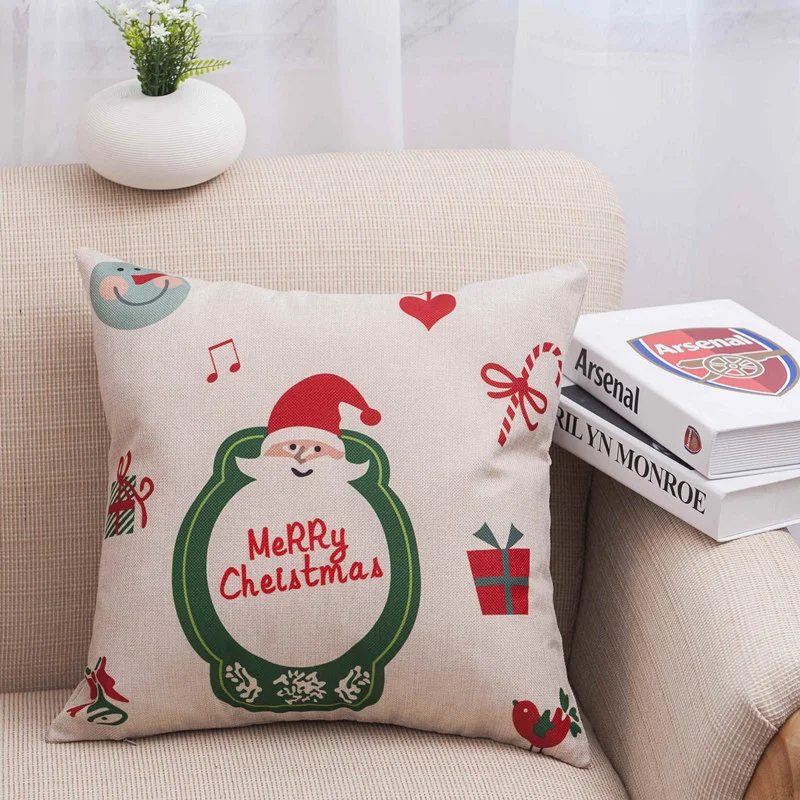 Creative and Fashionable Christmas Printed Linen Pillowcase