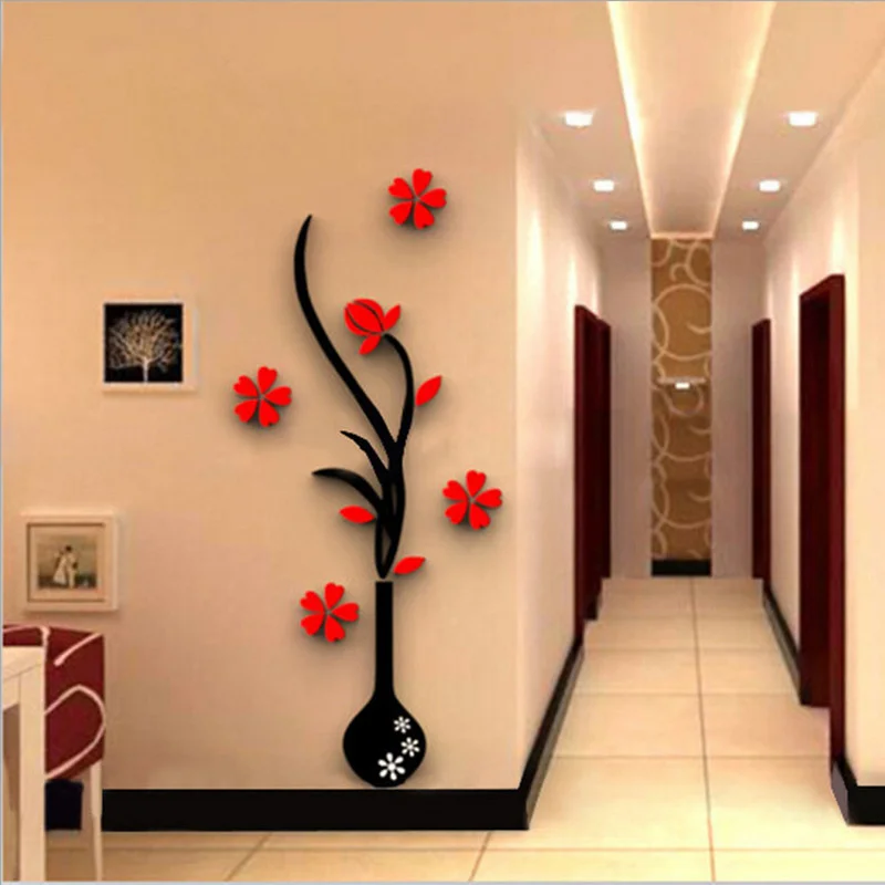 Creative Vase Acrylic 3d Wall Sticker