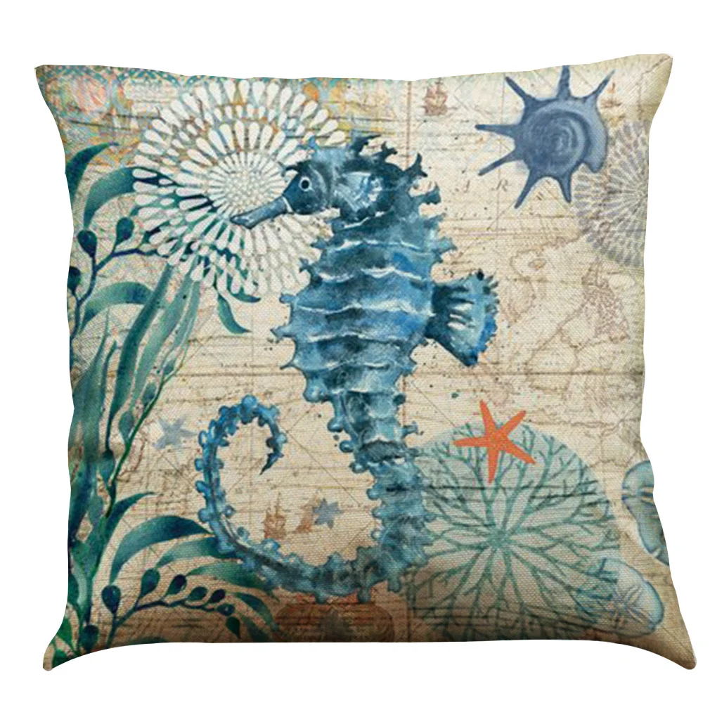 Cushion Covers Sea Turtle Printed Throw Pillow Cases for Home Decor Sofa Chair Seat