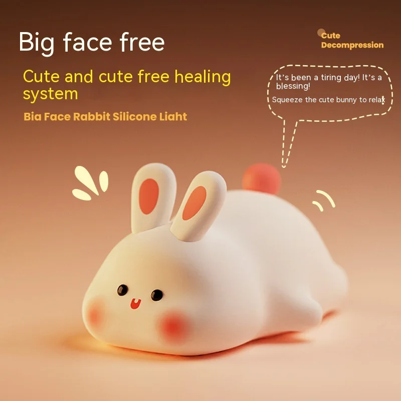 Soft silicone rabbit night light with touch sensor, three brightness levels and 30‑minute timer