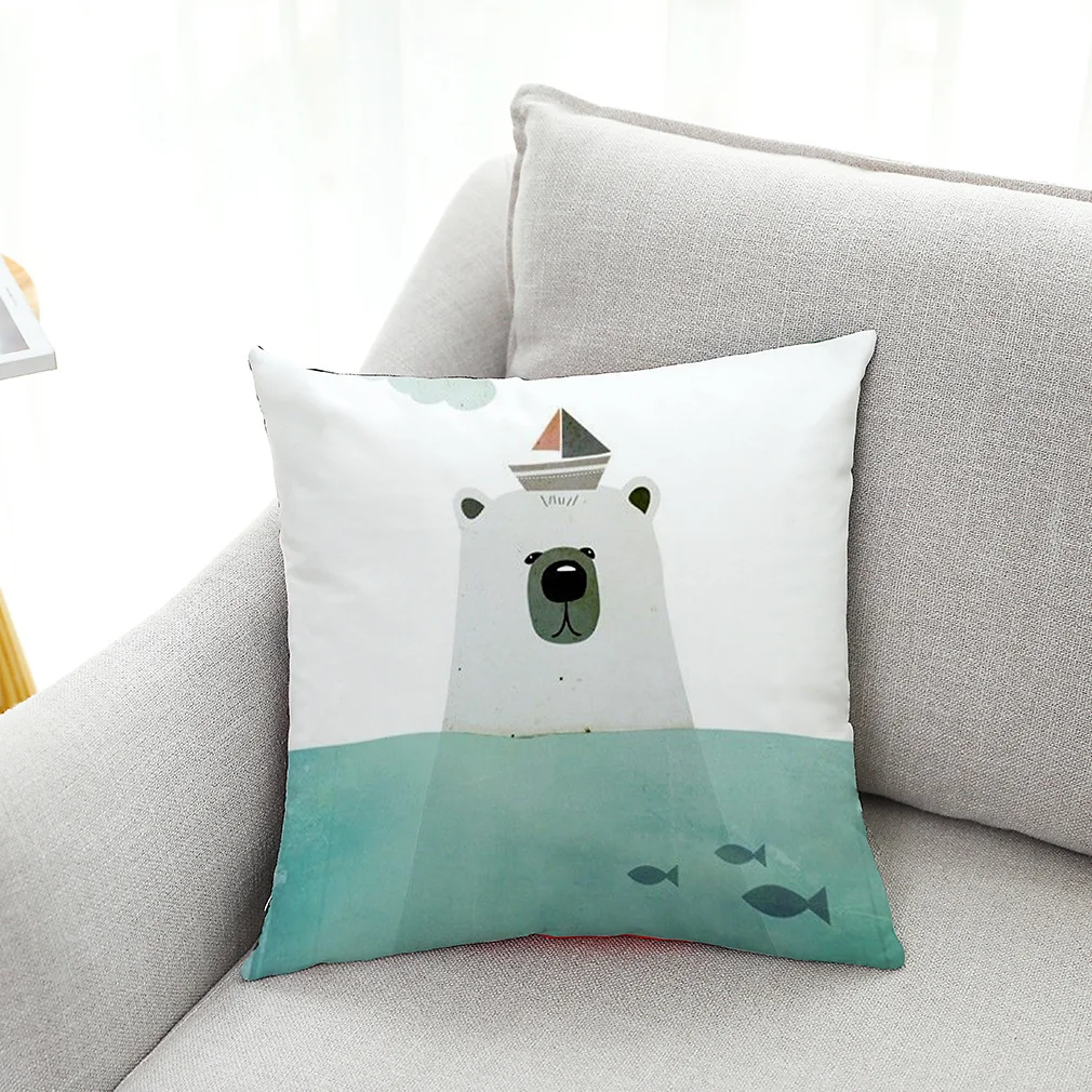 Cute Polar Bear Super Goose Down Car Sofa Hug Pillowcase