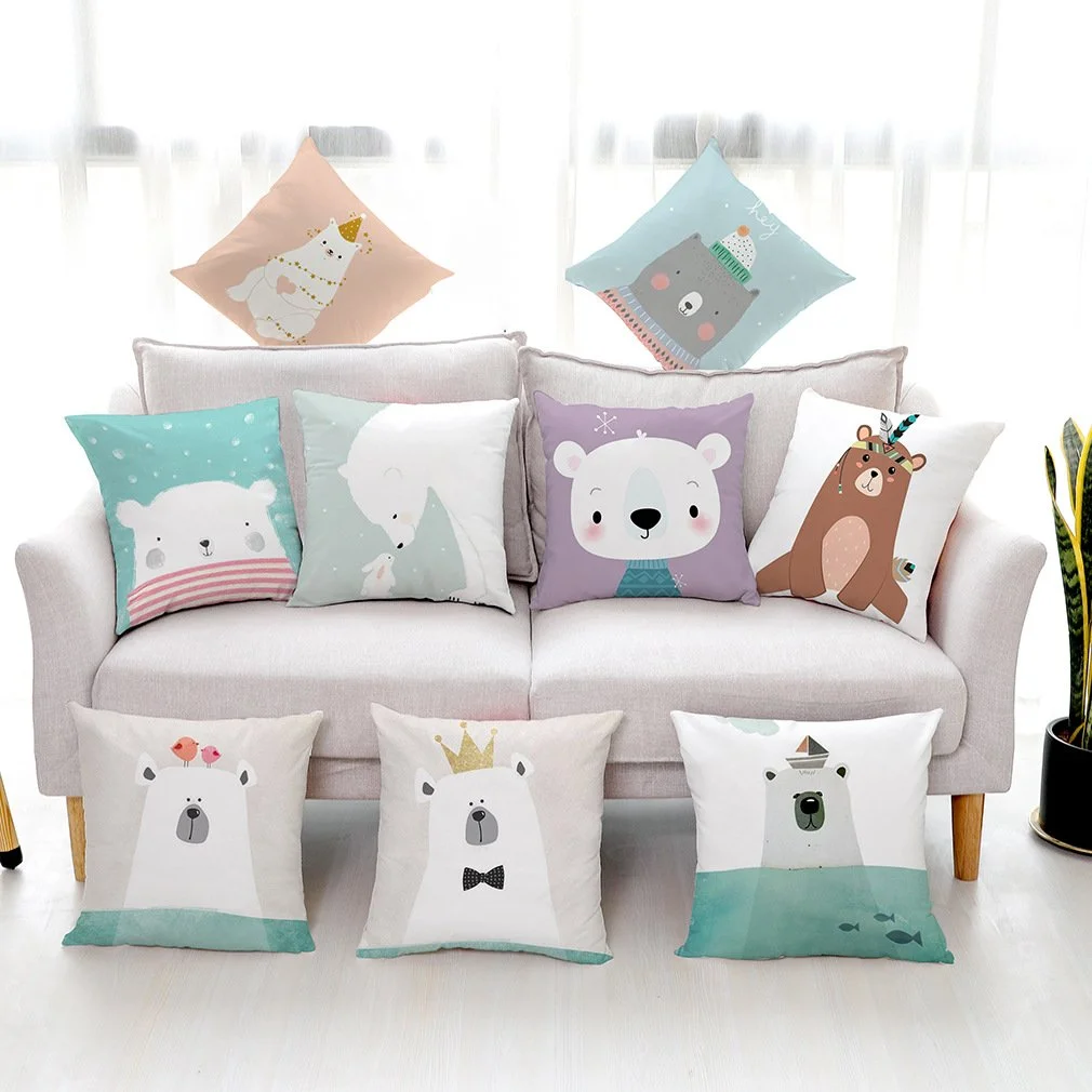 Cute Polar Bear Super Goose Down Car Sofa Hug Pillowcase