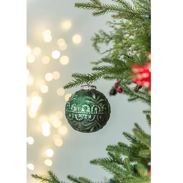 D3.9 Christmas Ball Ornaments, Glass Decorative Hanging Ball Christmas Tree Ornaments for Holiday Party Decorations, Set of 6