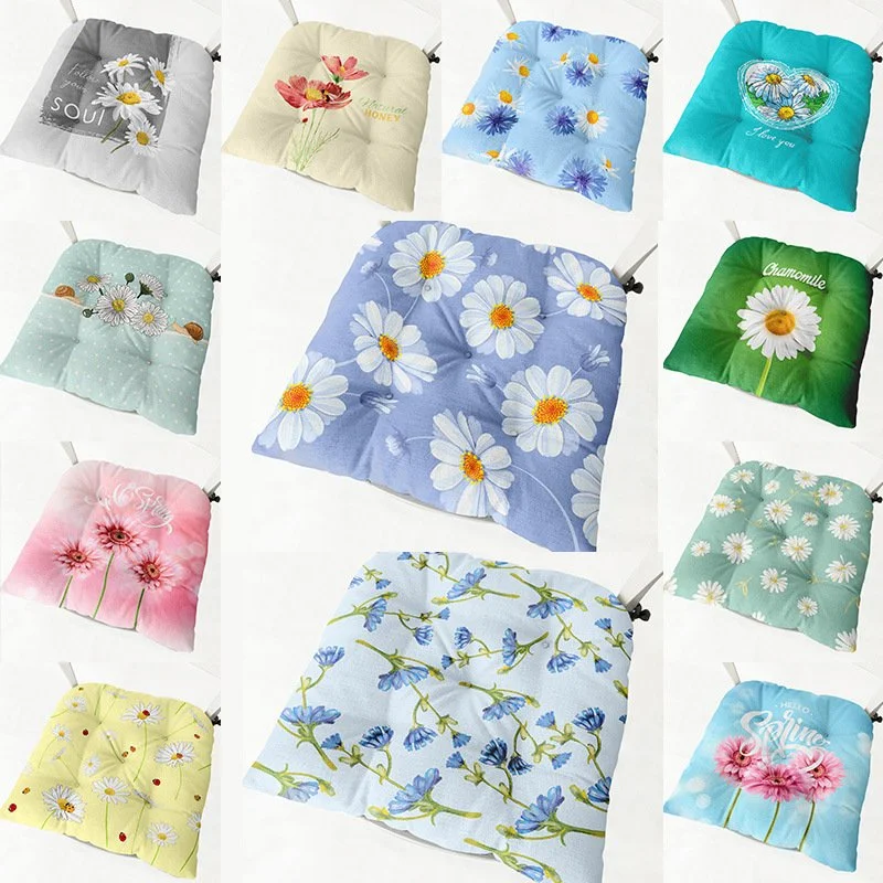 Daisy Thick Square Round Cotton Linen Chair Cushion