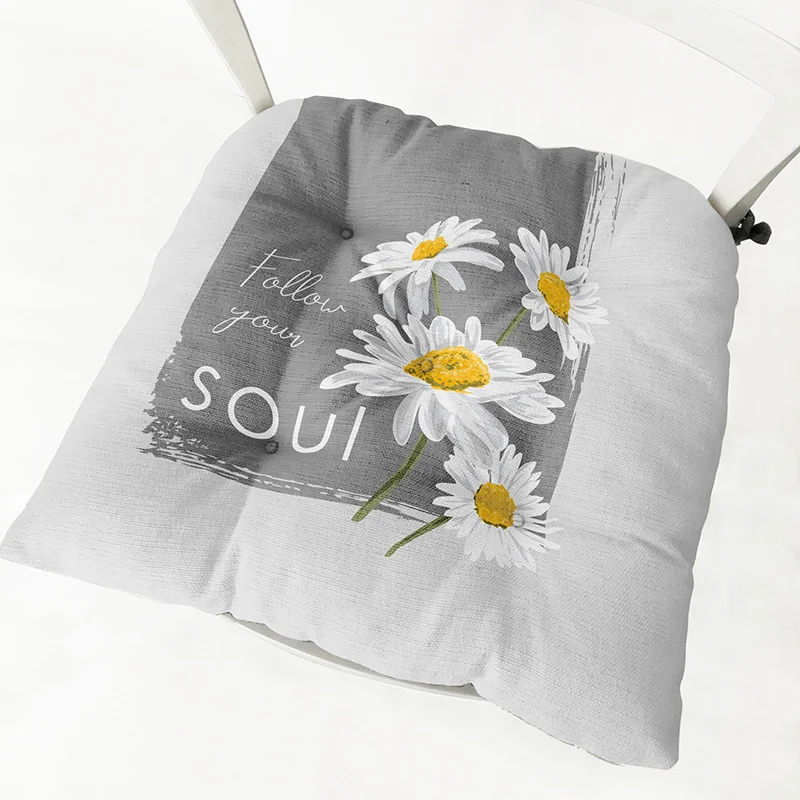 Daisy Thick Square Round Cotton Linen Chair Cushion