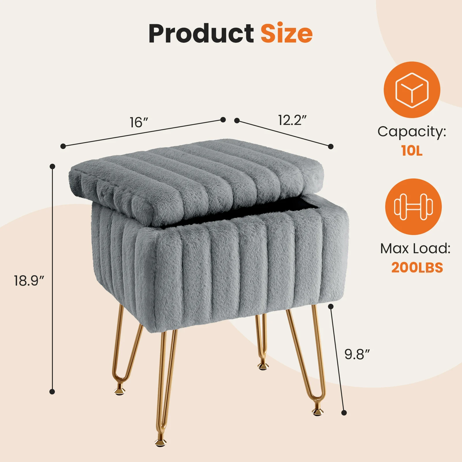 Dressing Stool and Chair with Storage Space