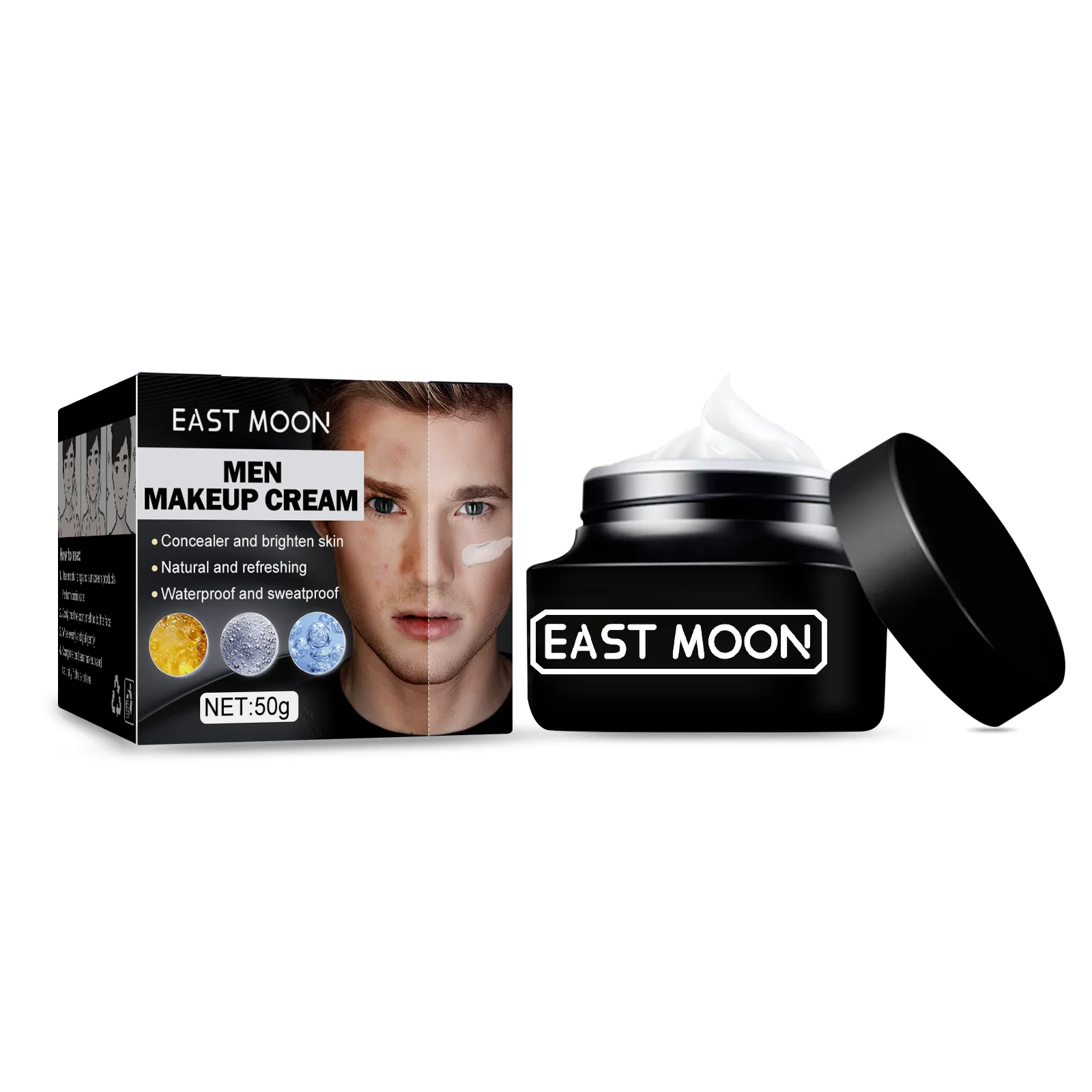 East Moon Men's Makeup Cream - Aloe Vera & Titanium Dioxide Primer for Glowing Skin