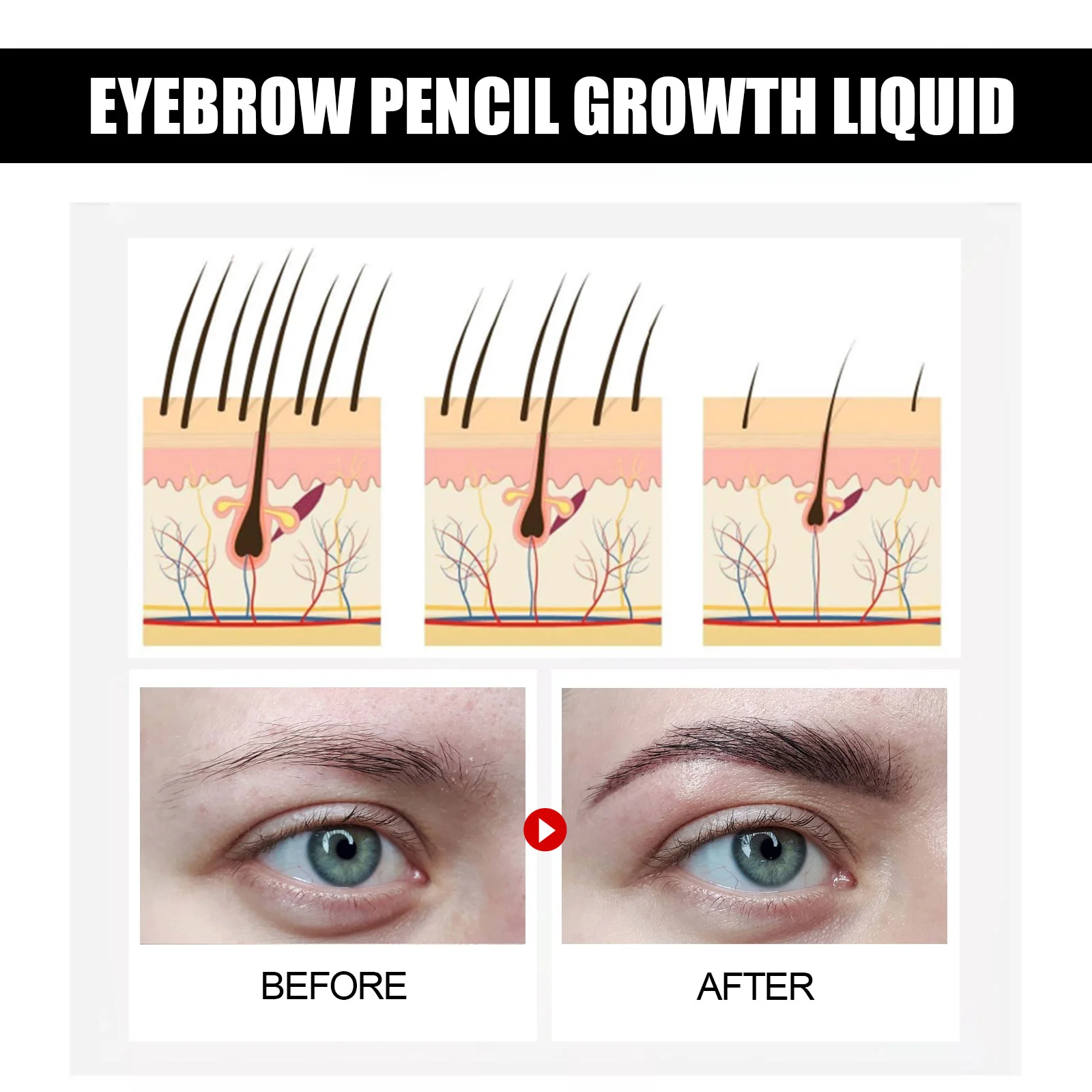 Black Eelhoe Eyebrow Liquid - Natural Essential Oil for Thick Eyebrow Repair