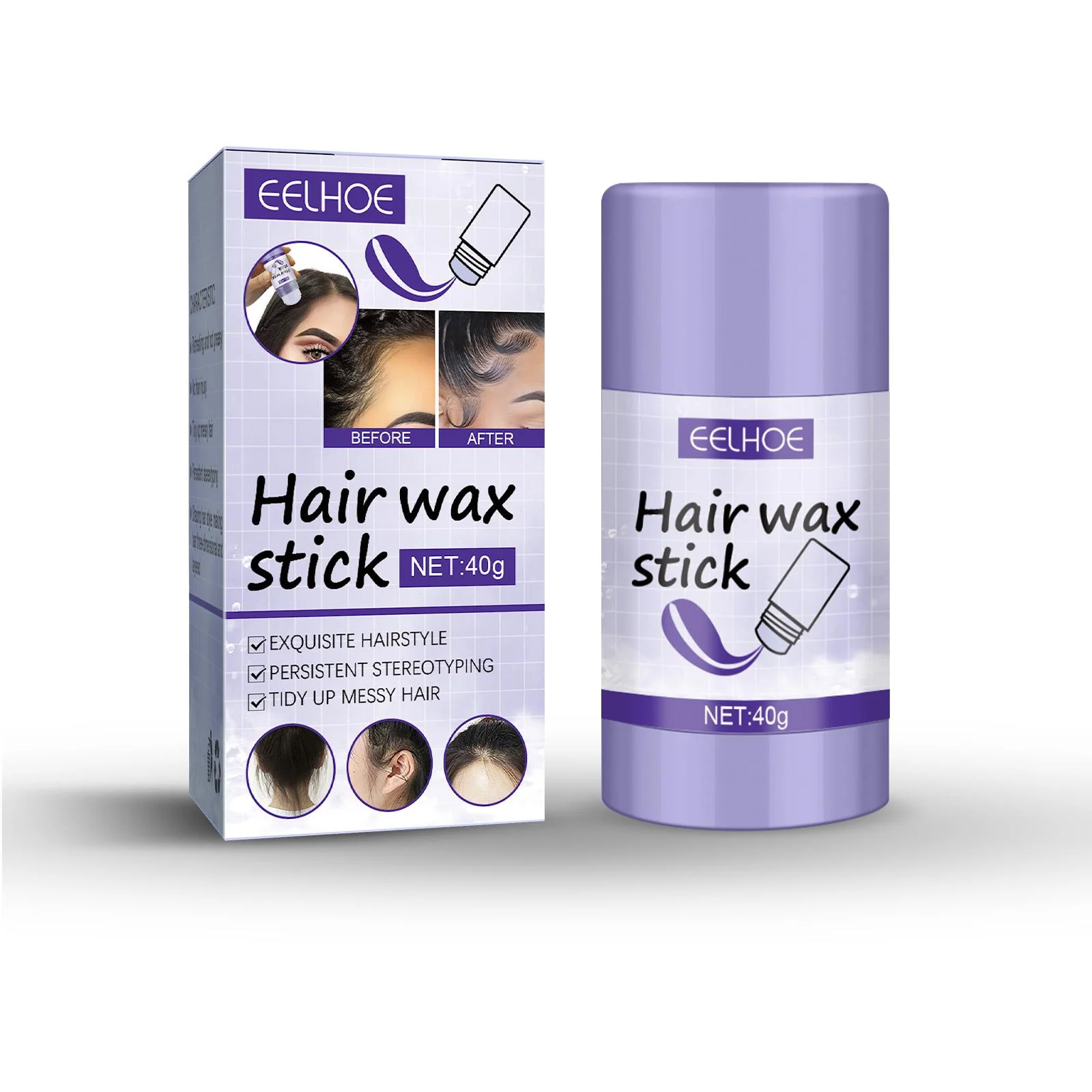 Eelhoe Hair Wax Stick - Small Polish & Detangle Finisher for Broken Hair