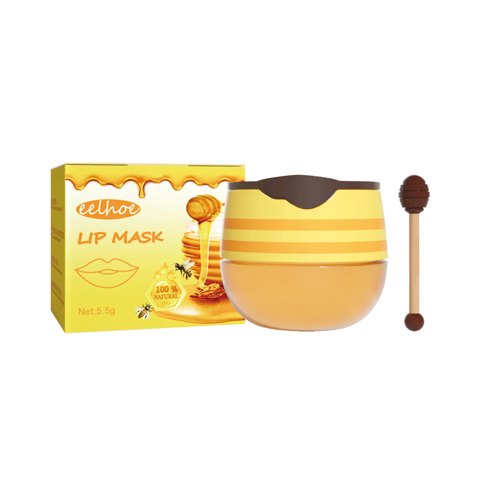 Eelhoe Honey Lip Mask - Moisturizing & Exfoliating Lip Care with Propolis Extract