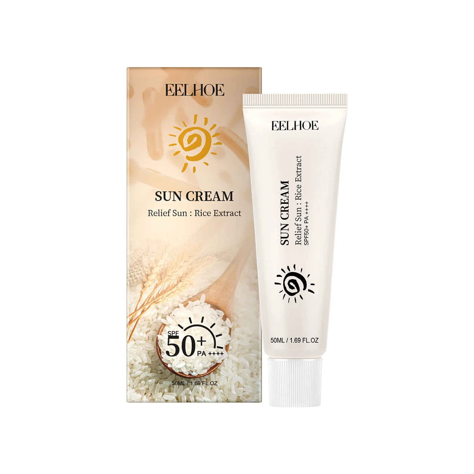 Rice Protective Face Cream with Natural UV Defense, Hydrating Non-Greasy Moisturizer for Daily Sun Protection