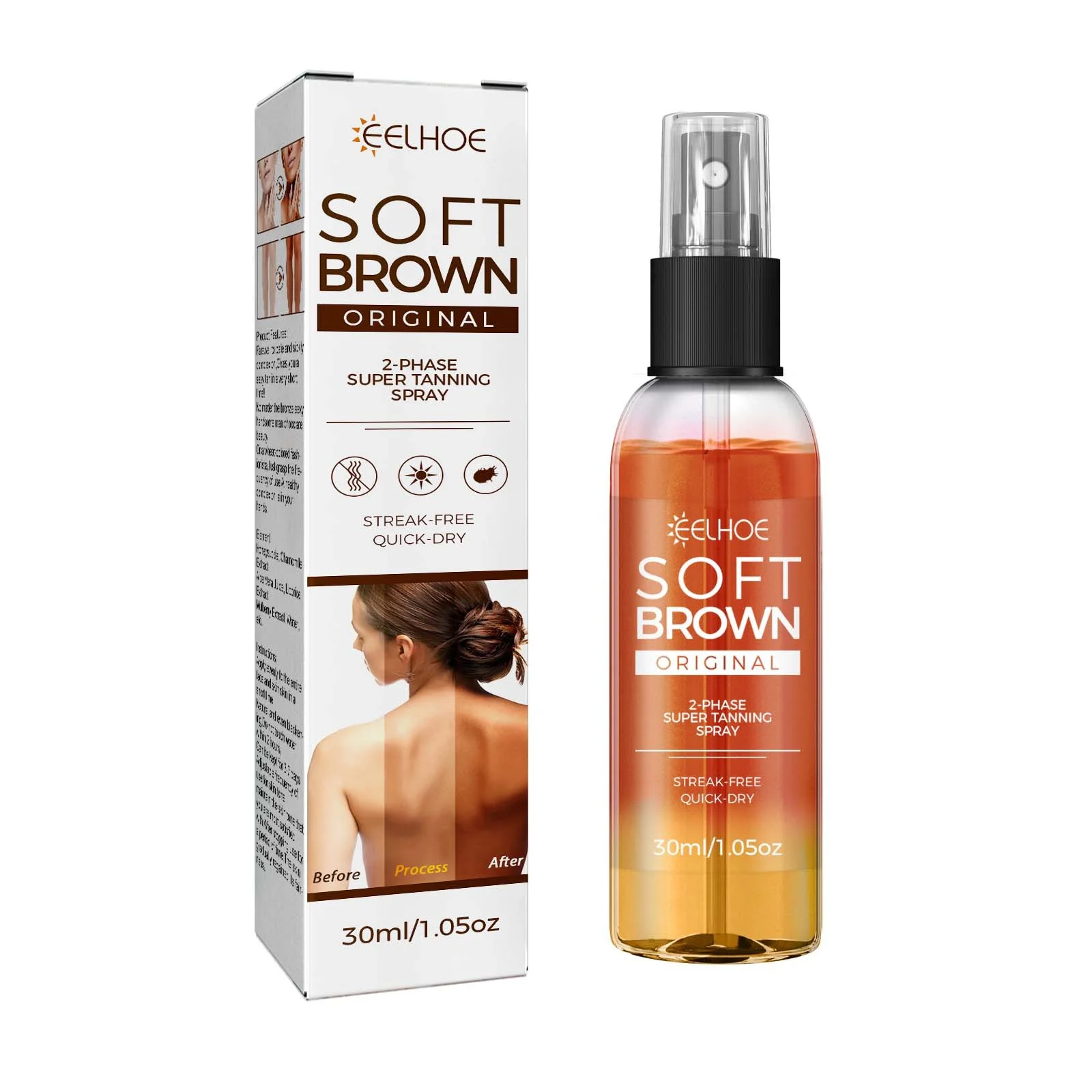 Natural Bronze Tanning Aid Spray with Sunflower, Hazelnut & Walnut Seed Oils - Non-Greasy Instant Tan for Even Coverage