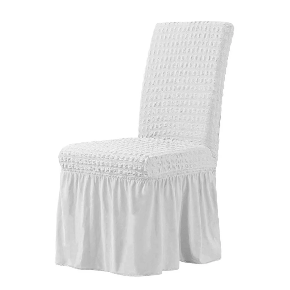 Elastic Skirt Chair Cover Solid Color One Piece