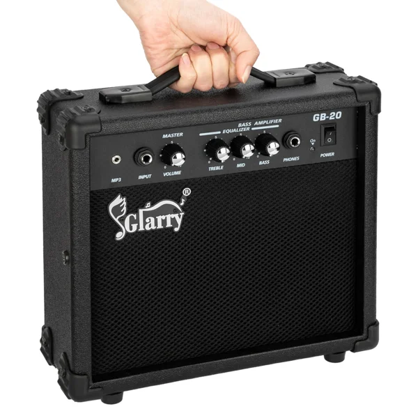 Electric Bass Speaker Black – 20W Portable Guitar Amplifier with 6.5" Speaker