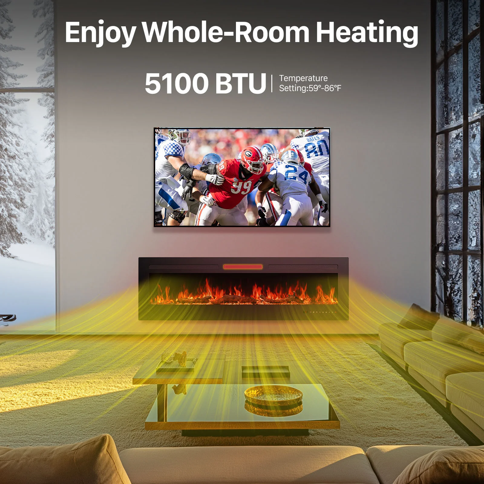 Electric Fireplace Heater with Remote Control