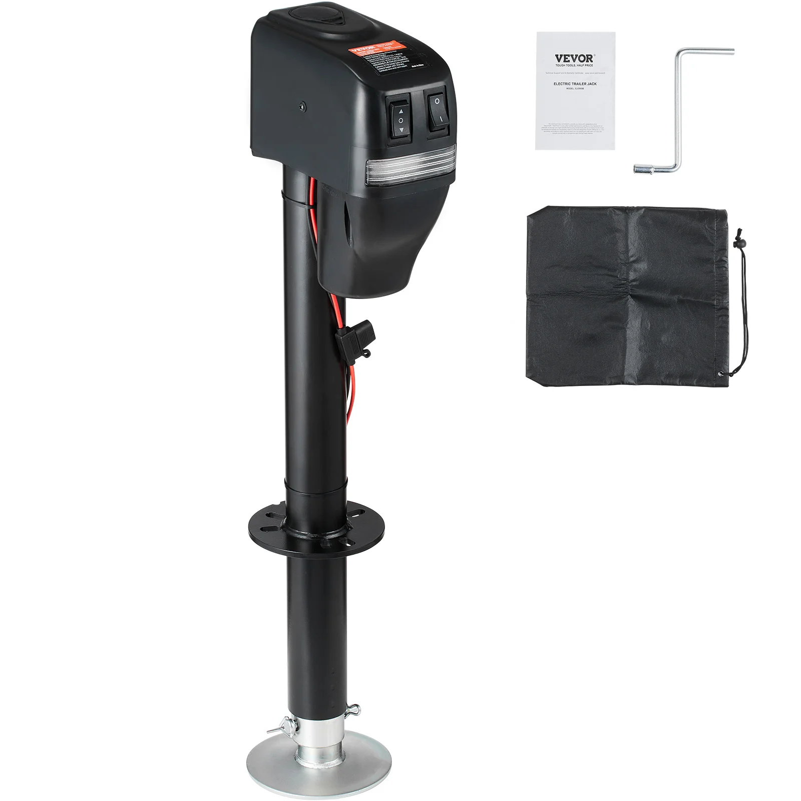 Electric Tongue Jack with Waterproof Cover, 4000 lb Capacity, 9.8‑33.9″ Lift Range for RV, Horse, Utility and Yacht Trailers