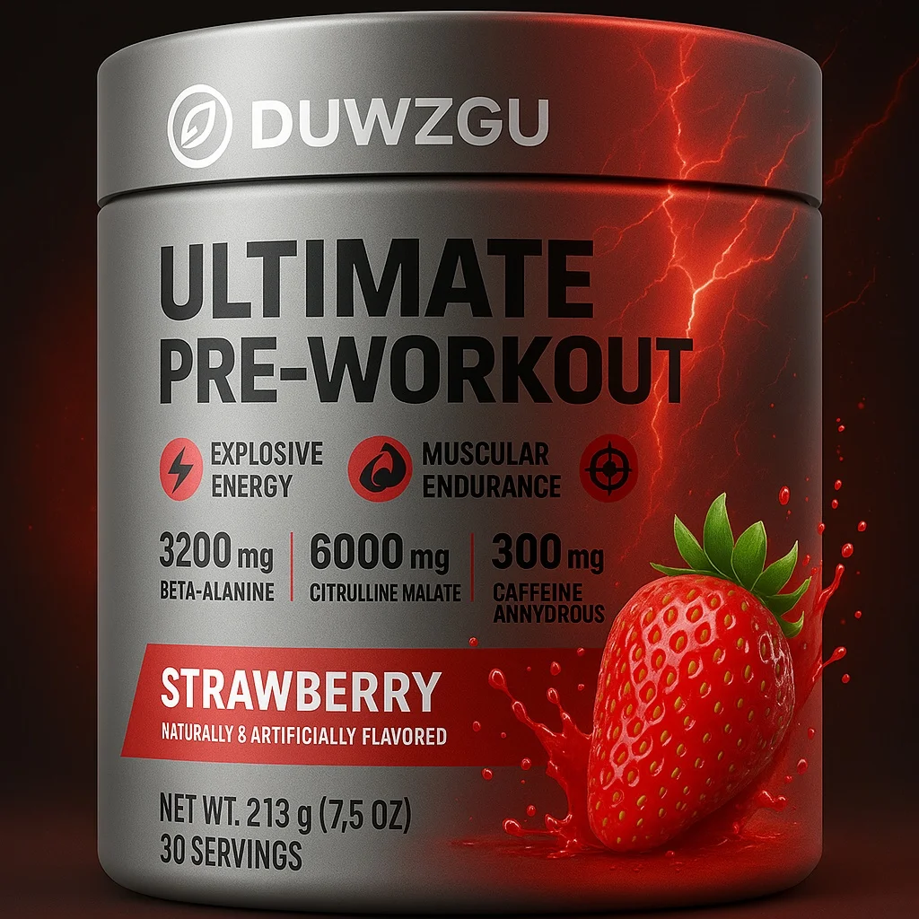 Caffeine exercise supplement powder in 360g bottle, energy boosting pre-workout formula