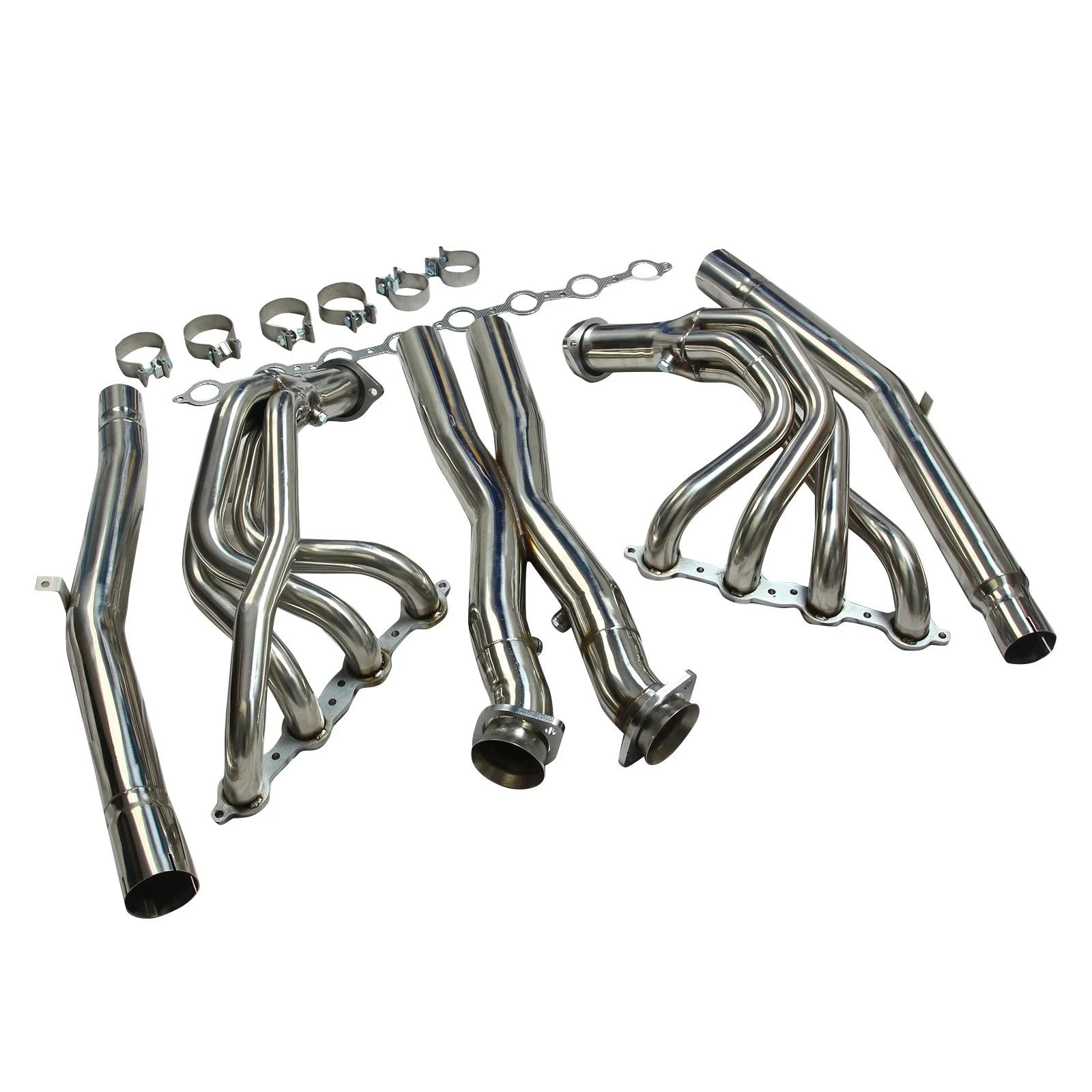 Silver stainless steel exhaust header for 2005-2013 Chevrolet Corvette LS2 LS3 with 3" inlet/outlet