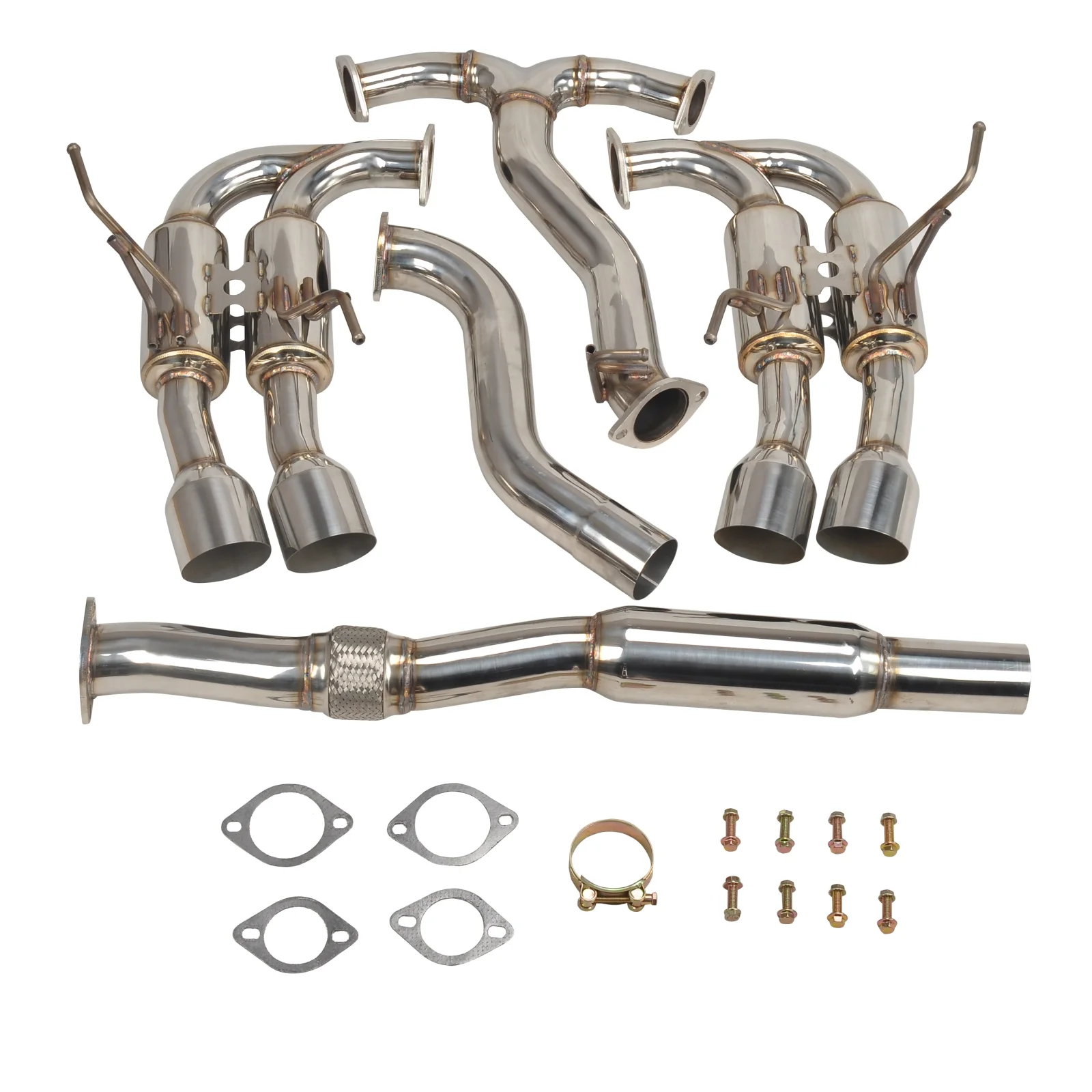 Exhaust header fit for 2015-2021 Subaru WRX/STI, 4 titanium tips, stainless steel tubing