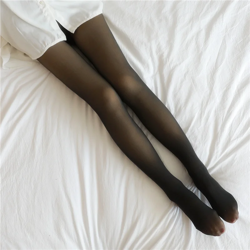 Fake Translucent Plus Size Leggings Fleece Lined Tights Fall and Winter Warm Fleece Pantyhose Women Fleece Lined Pantyhose Thermal Winter Tights