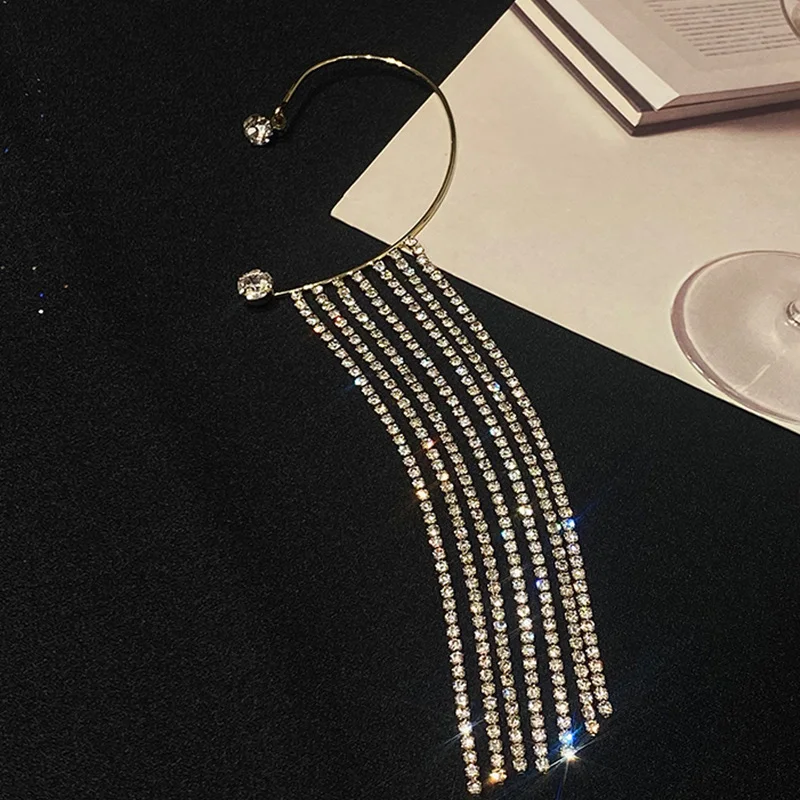 Geometric long tassel earrings with gold‑plated alloy finish