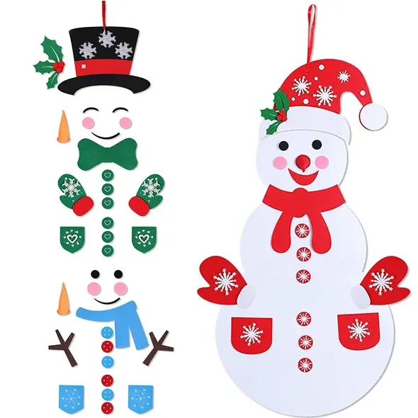 Felt Christmas Snowman Set Diy Felt Christmas Hanging Decorations