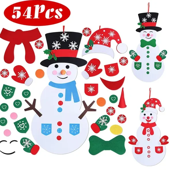 Felt Christmas Snowman Set Diy Felt Christmas Hanging Decorations