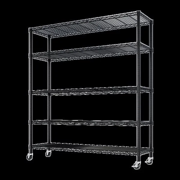 Five Layer Heavy-duty Display Rack with Rubber Wheels and Adjustable Interlayer Spacing