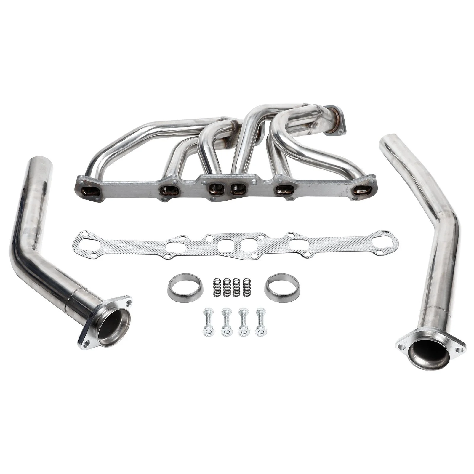 Ford Mercury L6 144 170 200 250 CID Header Exhaust Manifold – 201 Stainless Steel, Silver, Mirrored Finish