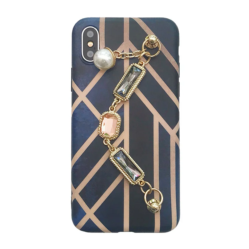 Geometric Rhombus Rhinestone Bracelet Phone Case