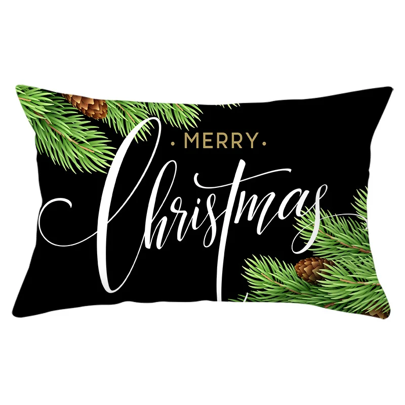 Green Series Christmas Peach Skin Print Pillowcase