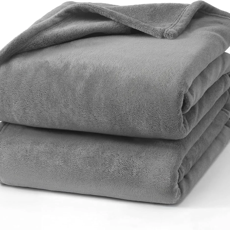 Grey Fleece Blanket, Soft Flannel Bed Blanket
