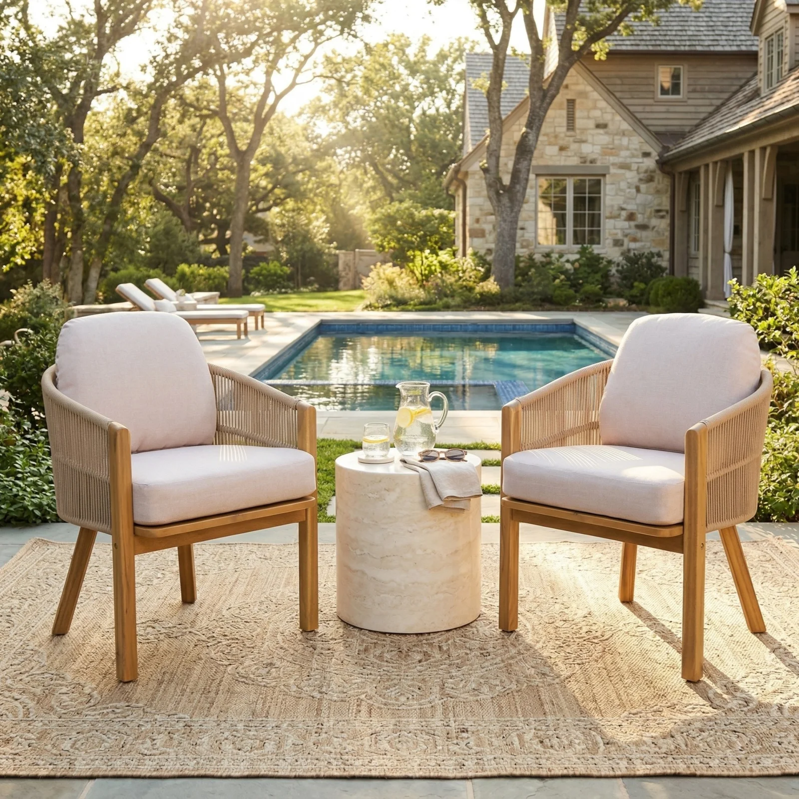 Grotta Outdoor Dining Arm Chair Set of 2