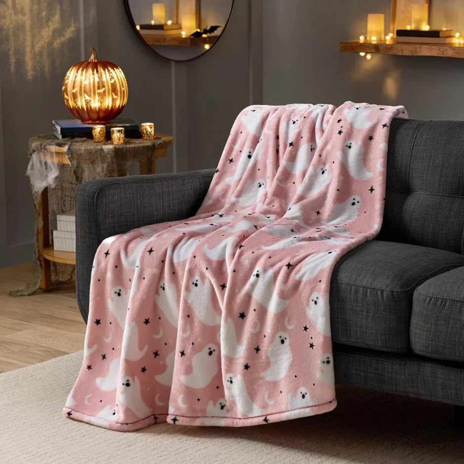 Halloween Lounge Throw Blanket 60 X 70 Inch, Soft Cozy Halloween Blanket for Home & Party Decor