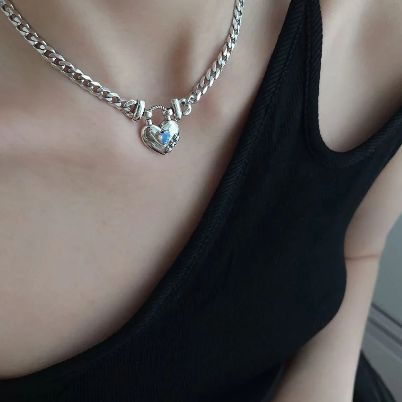 Geometric Thai Silver Plated Necklace with Water‑Wave Chain, Adjustable 21‑50 cm