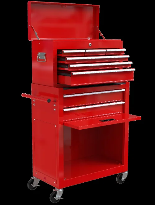 High capacity rolling tool box with wheels and 8 drawers – durable steel storage cabinet
