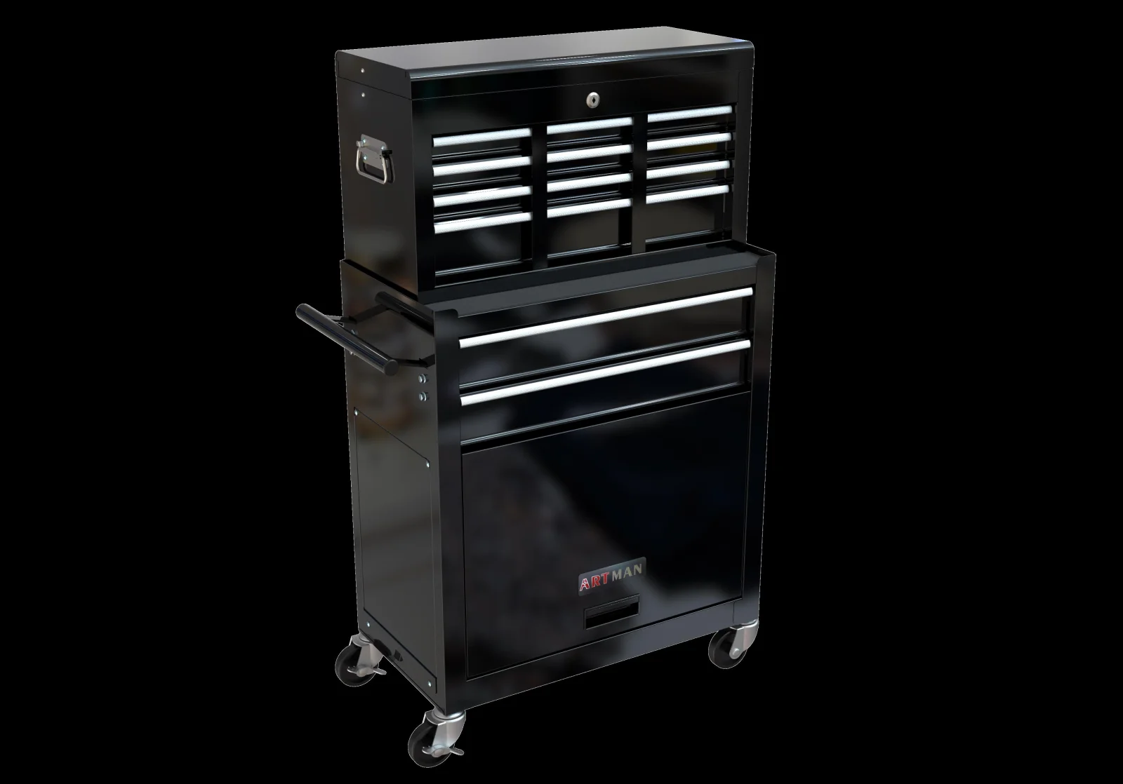 High Capacity Rolling Tool Box with Wheels, 8 Drawer Heavy Duty Cabinet