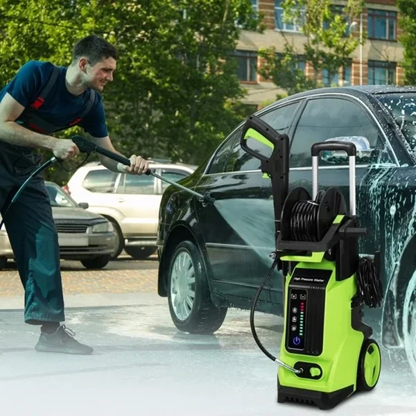 Green high‑pressure cleaning machine with 3800 PSI motor for homes, cars, and outdoor surfaces